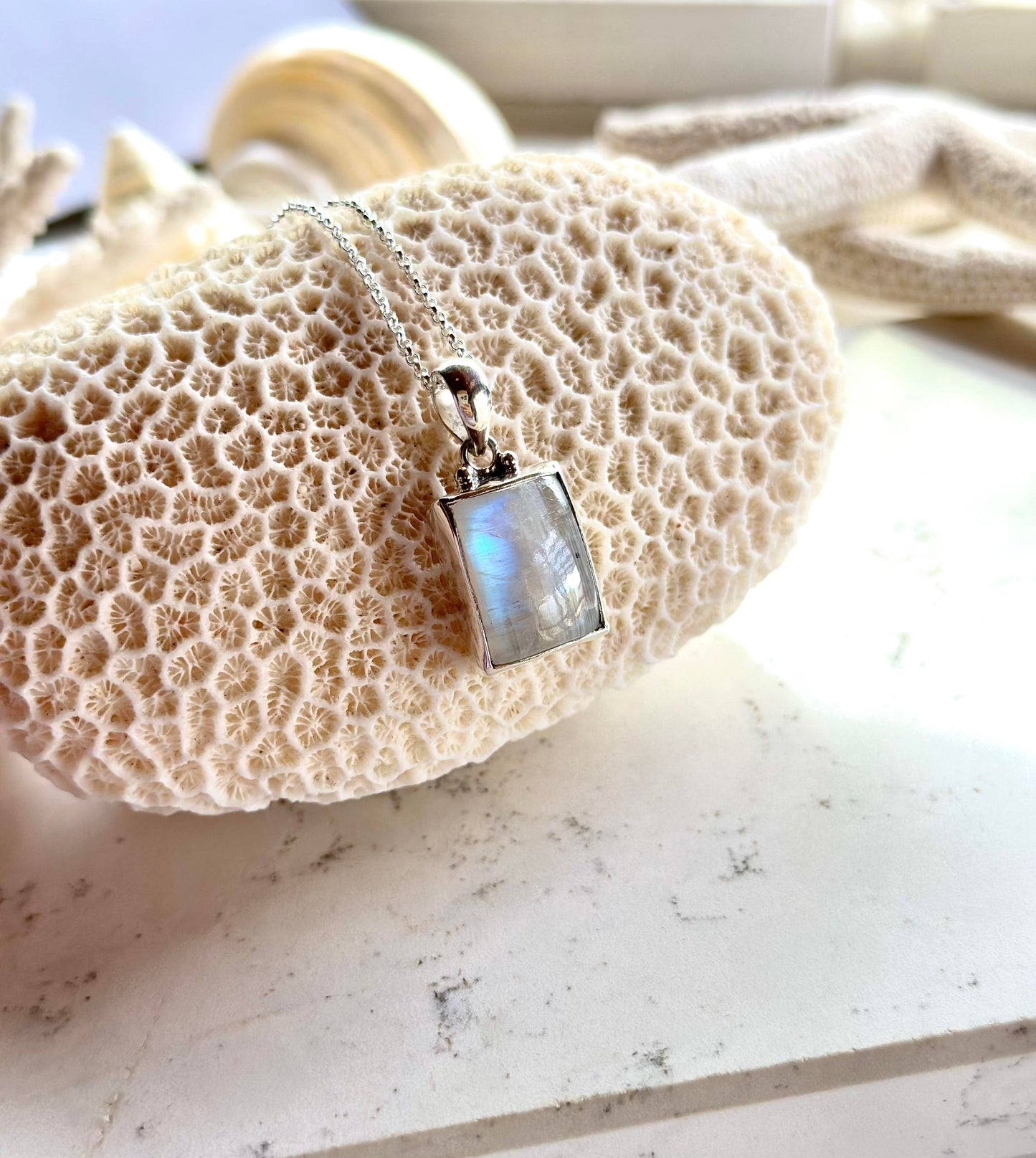 Square Moonstone Necklace