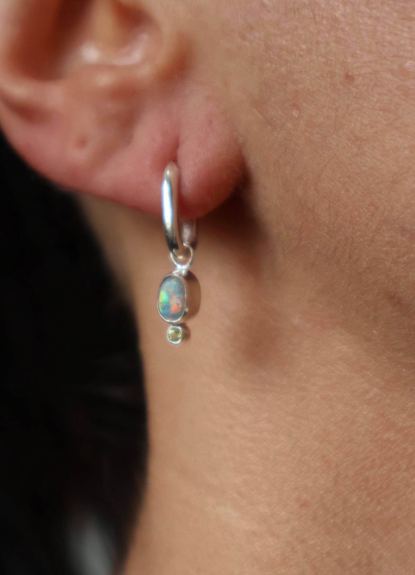 Opal & Peridot Hoops