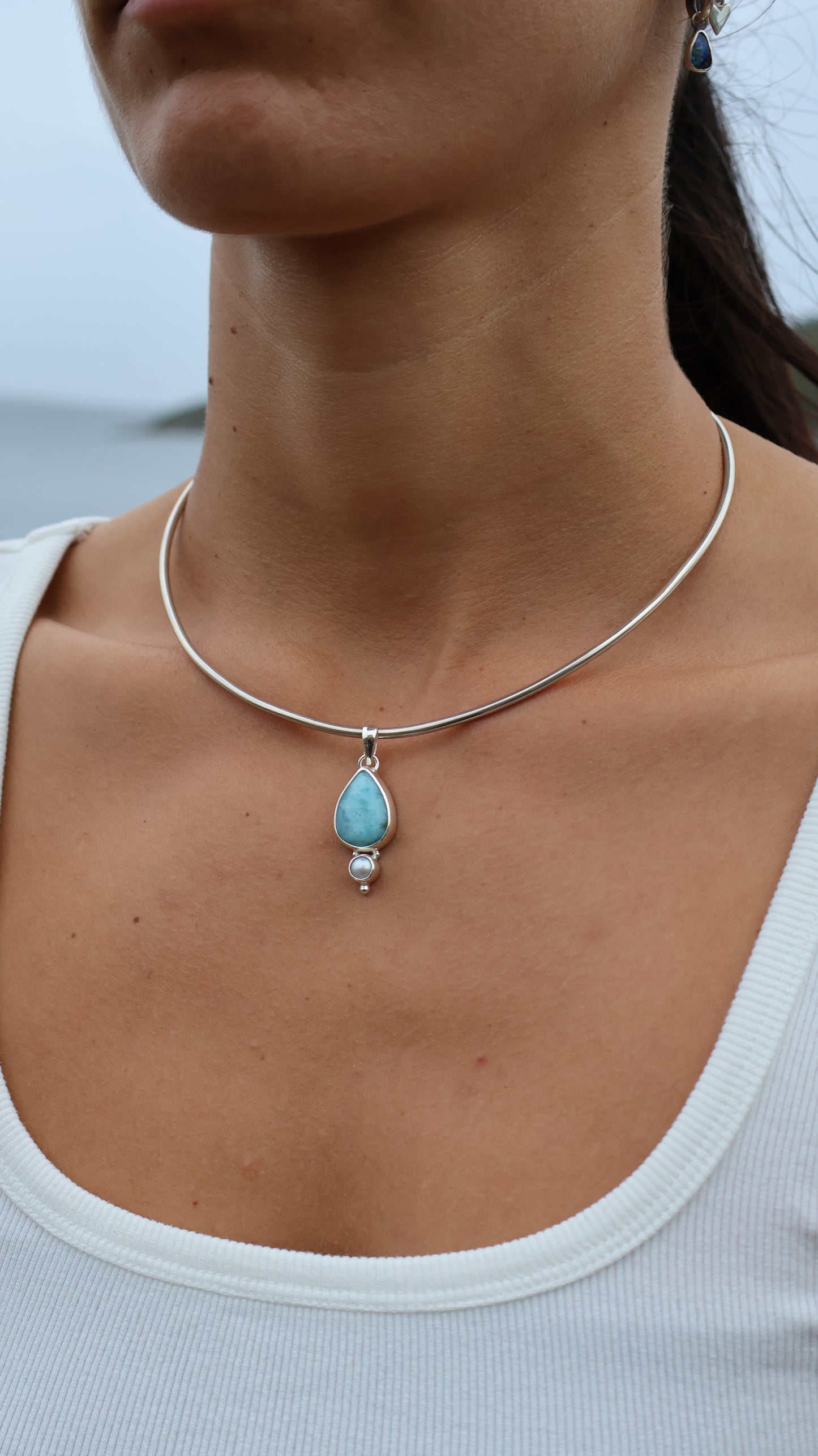Larimar & Pearl Pendant (small)