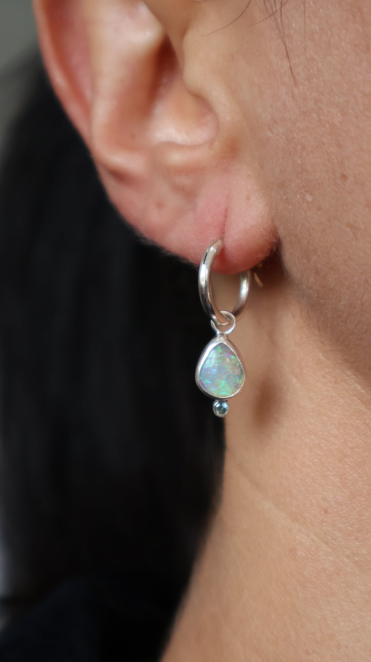 Opal & Aquamarine Hoops