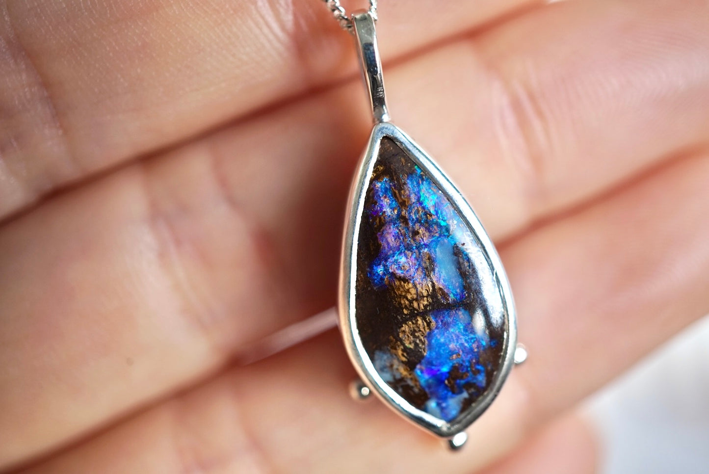 Mystic- Solid Boulder Opal Pendant