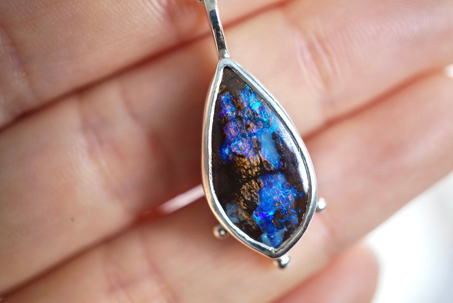 Mystic- Solid Boulder Opal Pendant