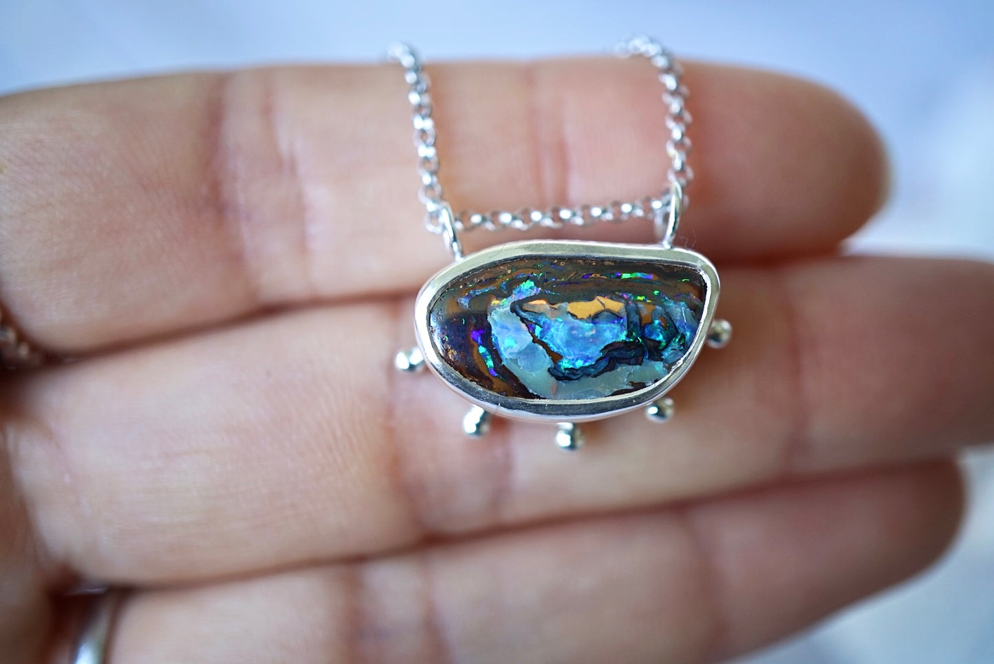 Nocturna - Solid boulder Opal Pendant