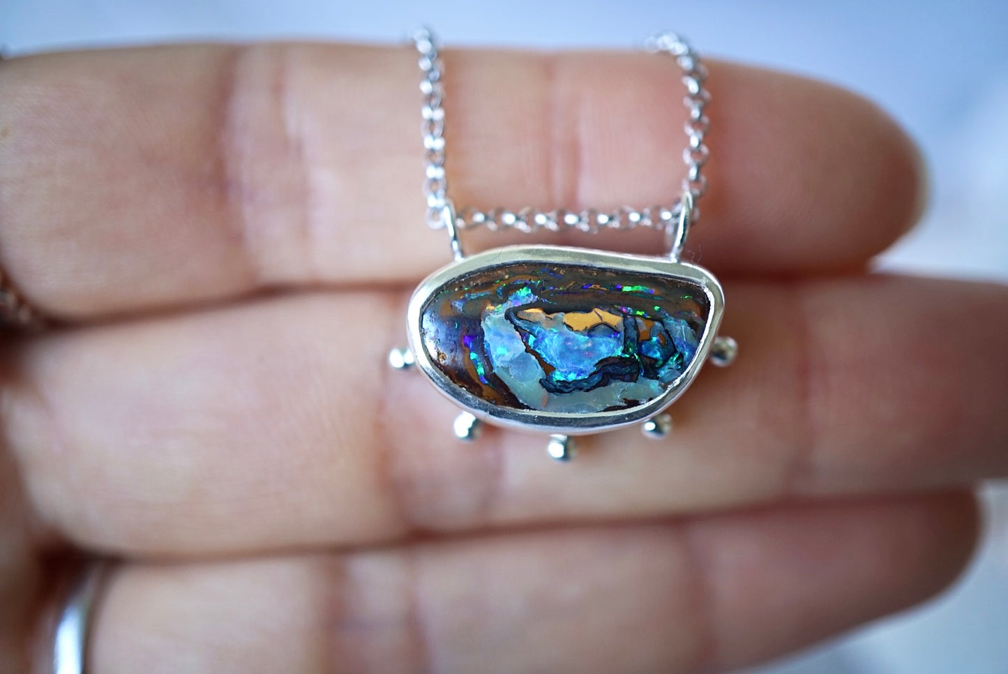 Nocturna - Solid boulder Opal Pendant
