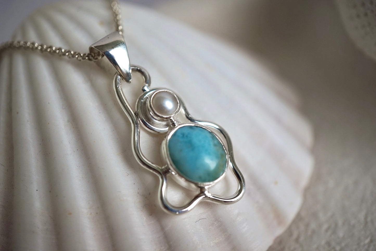 Flow Pearl & Larimar - Necklace