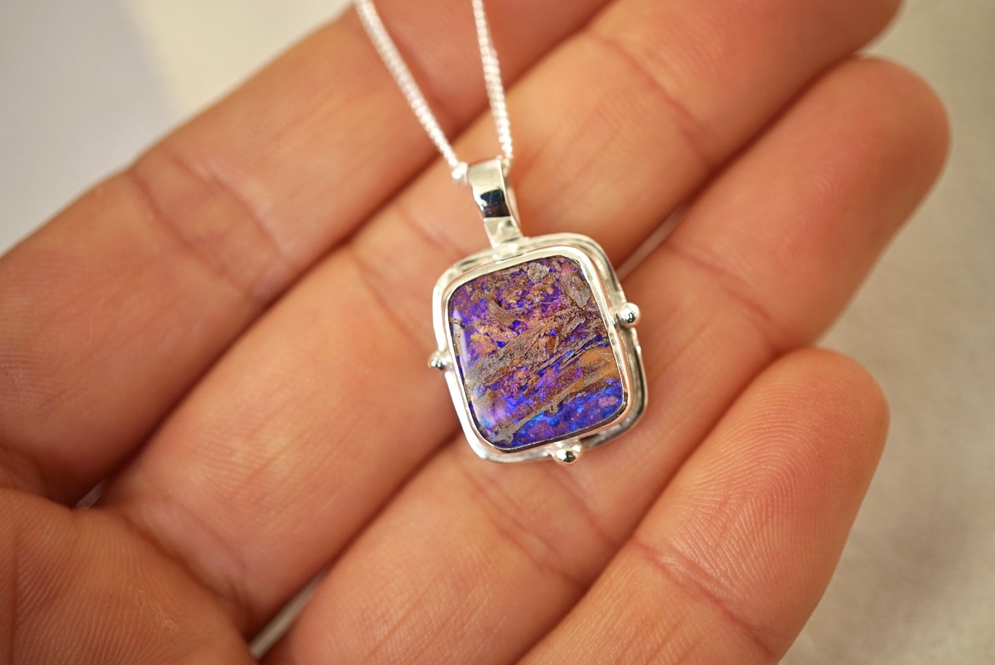 Mauve - Boulder Opal Necklace