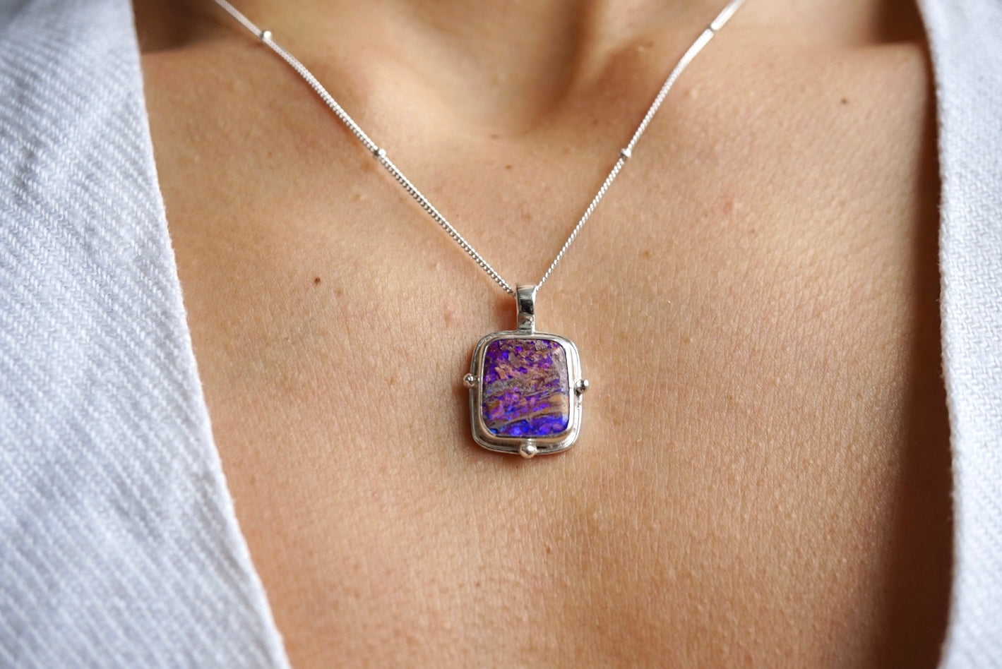 Mauve - Boulder Opal Necklace