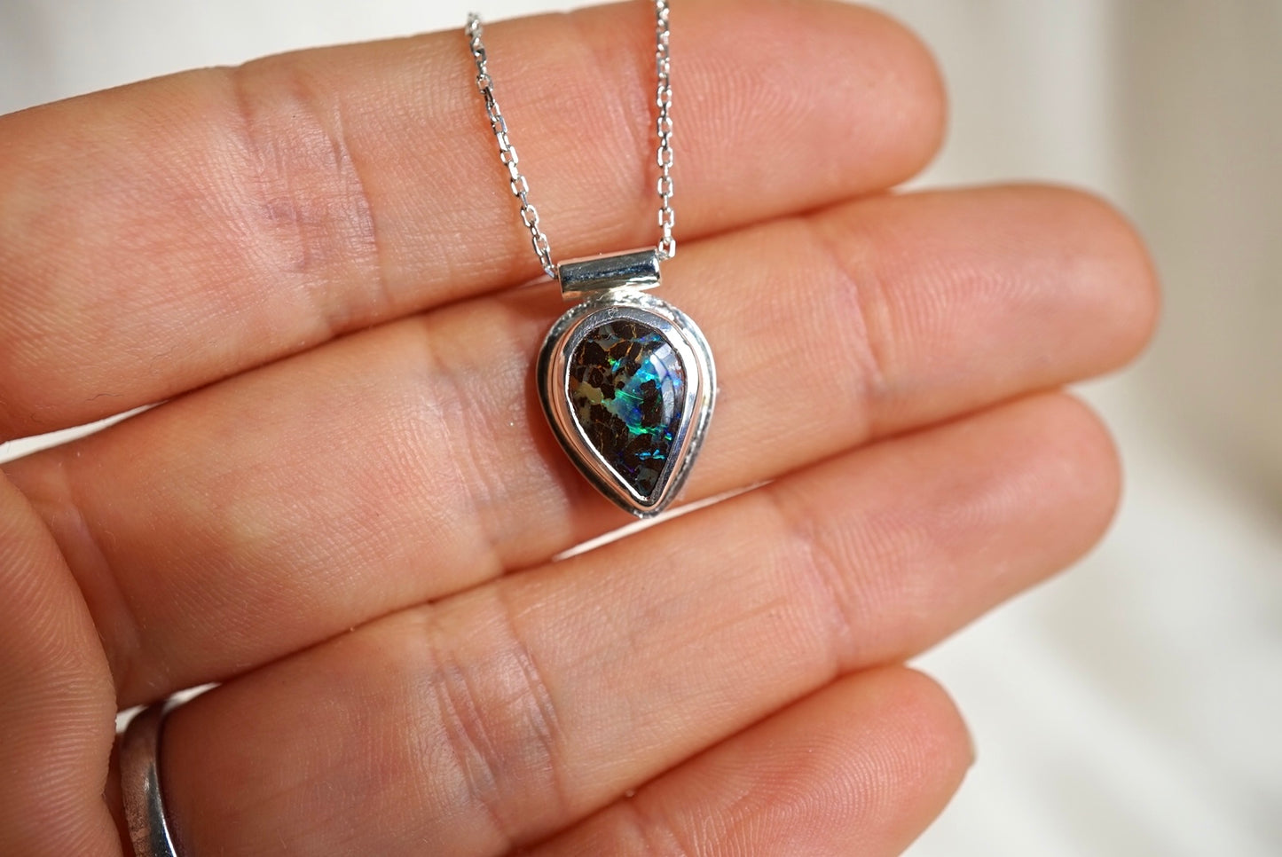 Matrix Opal Teardrop Necklace