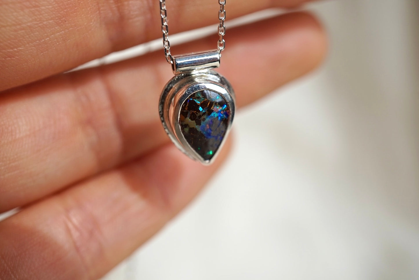 Matrix Opal Teardrop Necklace