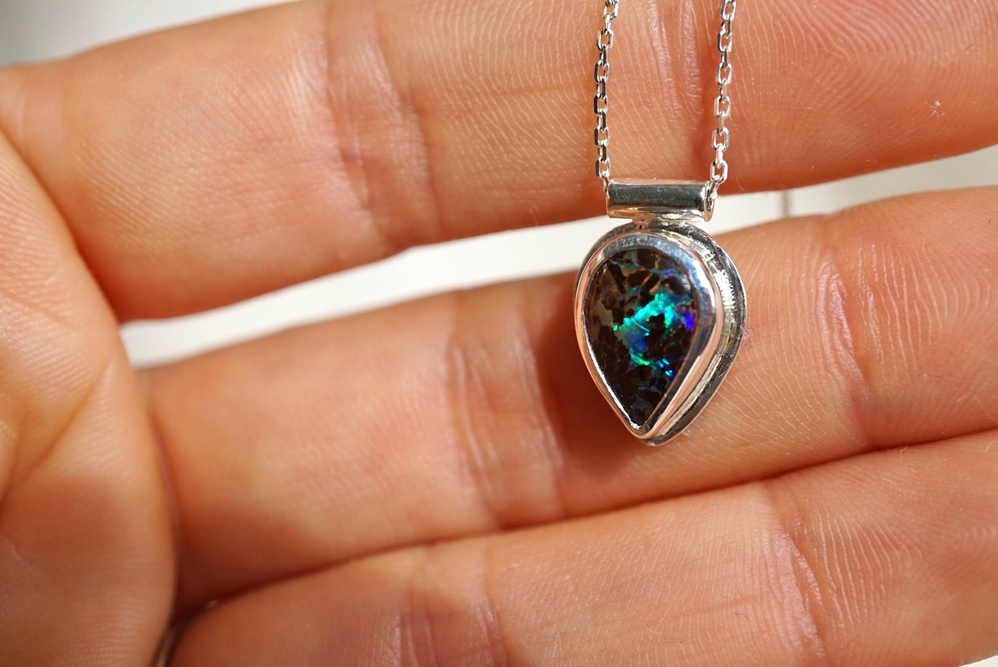 Matrix Opal Teardrop Necklace