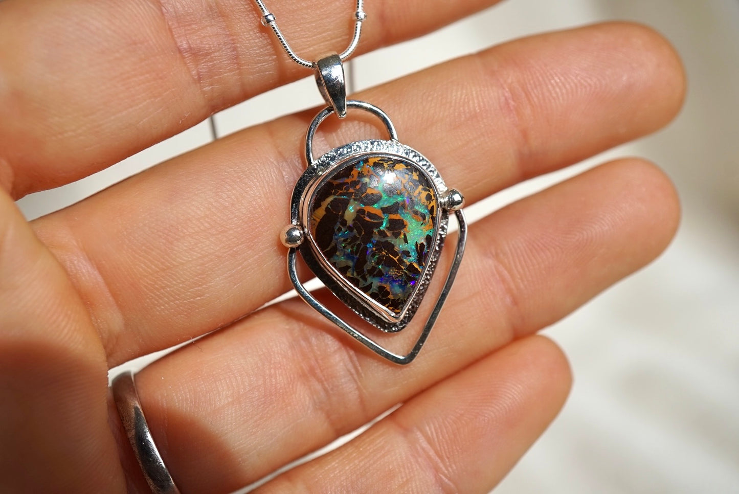 Desert Ember — Boulder Matrix Opal Necklace