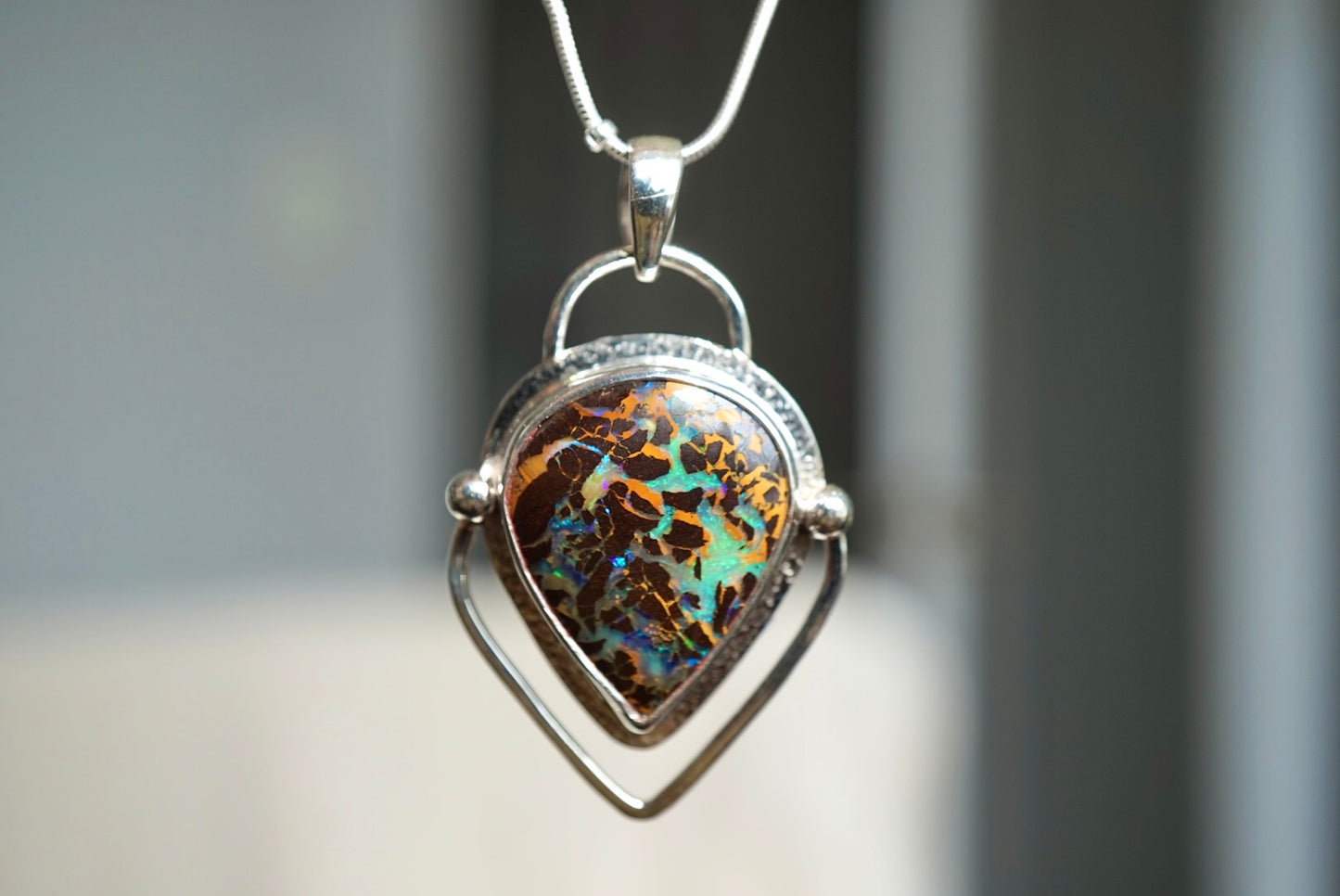 Desert Ember — Boulder Matrix Opal Necklace