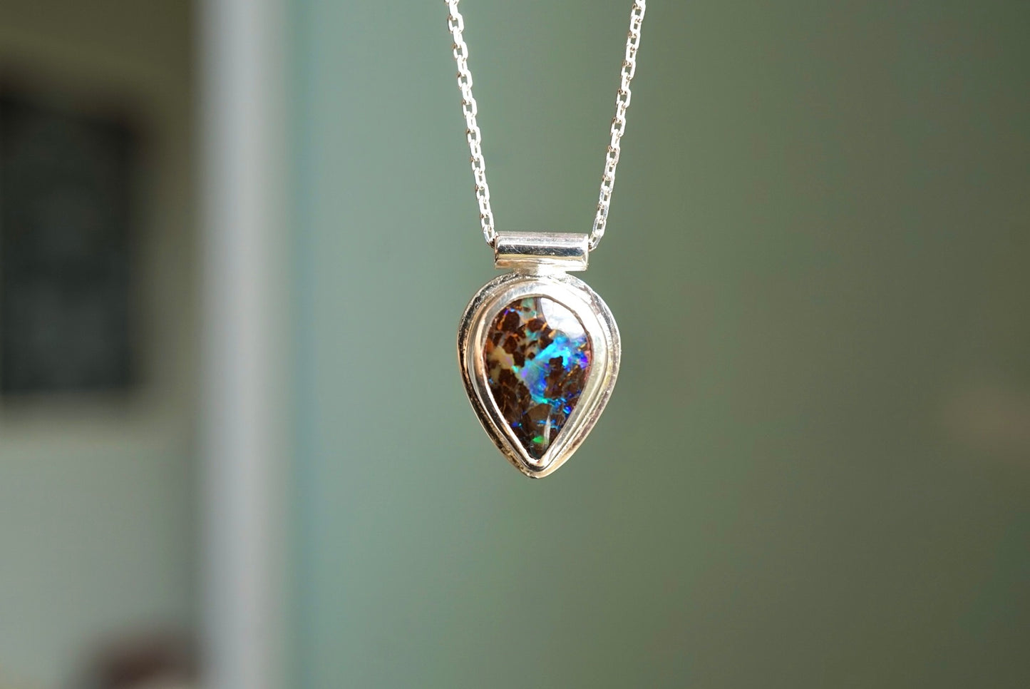 Matrix Opal Teardrop Necklace