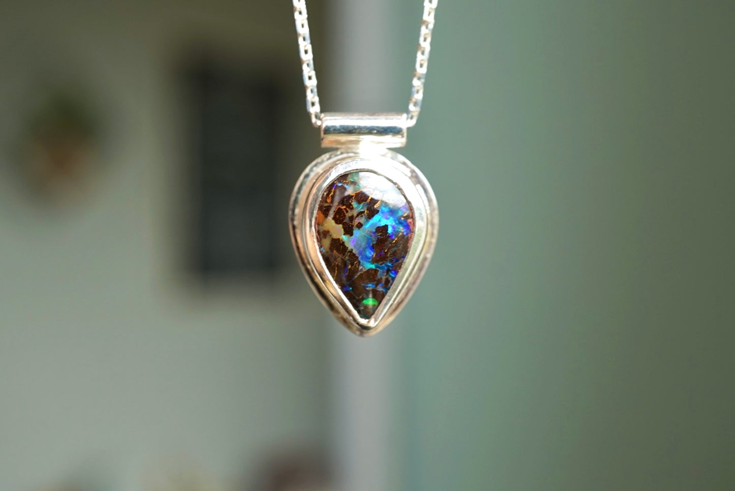 Matrix Opal Teardrop Necklace
