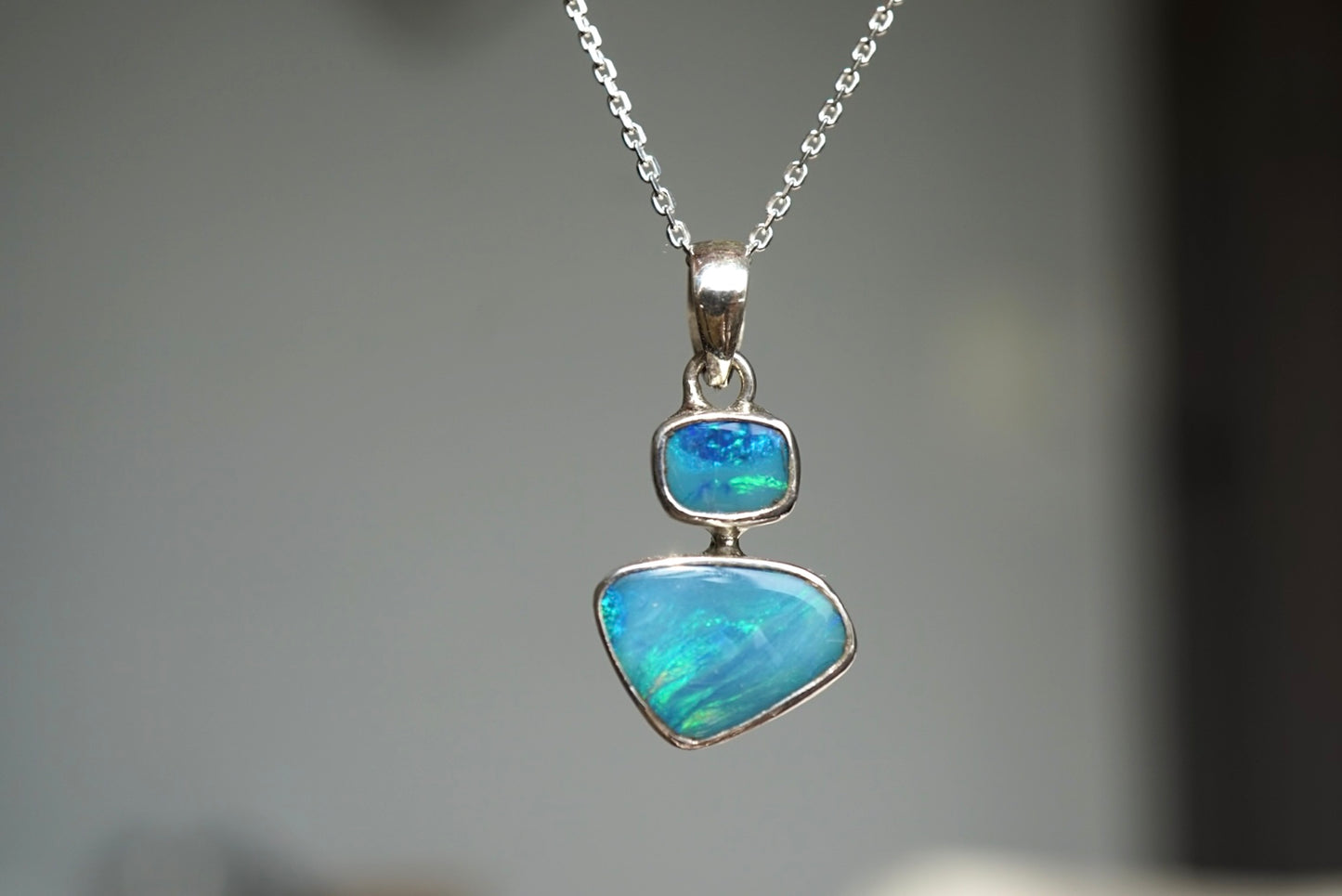 Blue Current — Opal Double Pendant