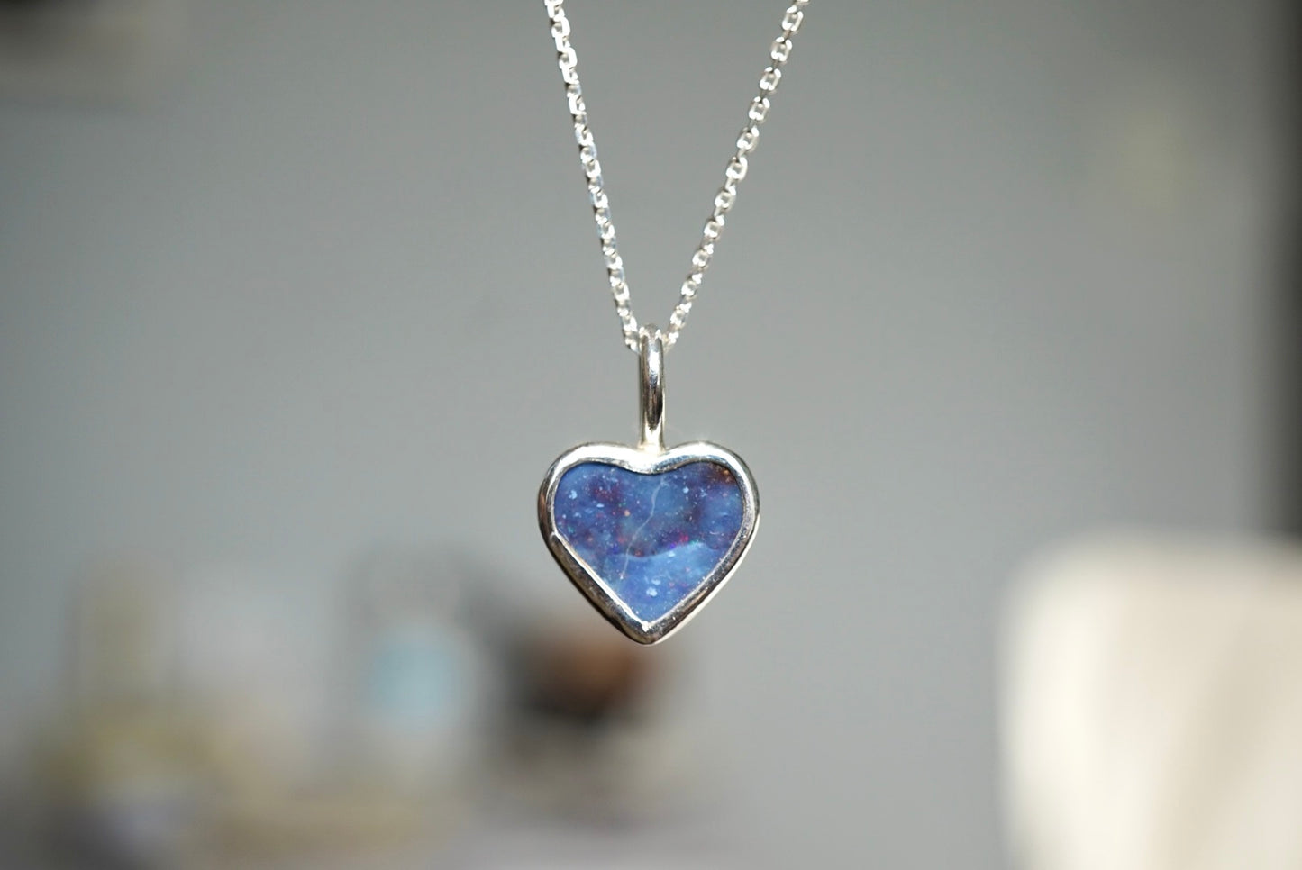 Midnight Sky — Opal Heart Pendant