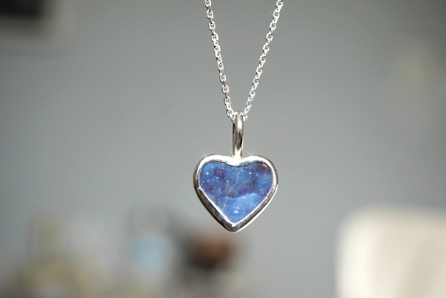 Midnight Sky — Opal Heart Pendant