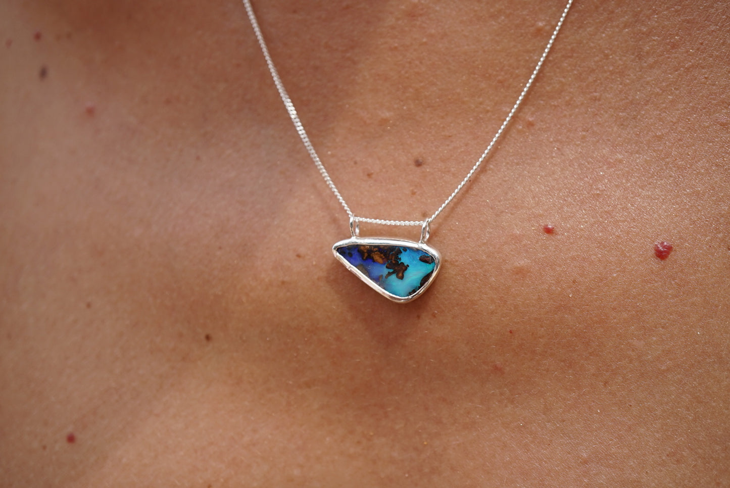 Teal Solid Boulder Necklace