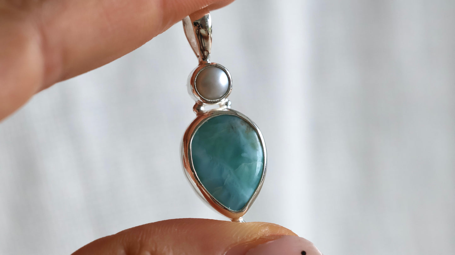 Muse Duo - Pearl & Larimar Pendant