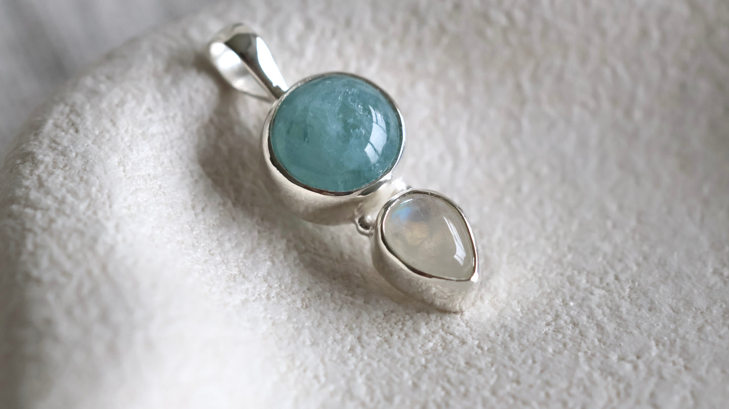 Aquamarine & Moonstone Pendant