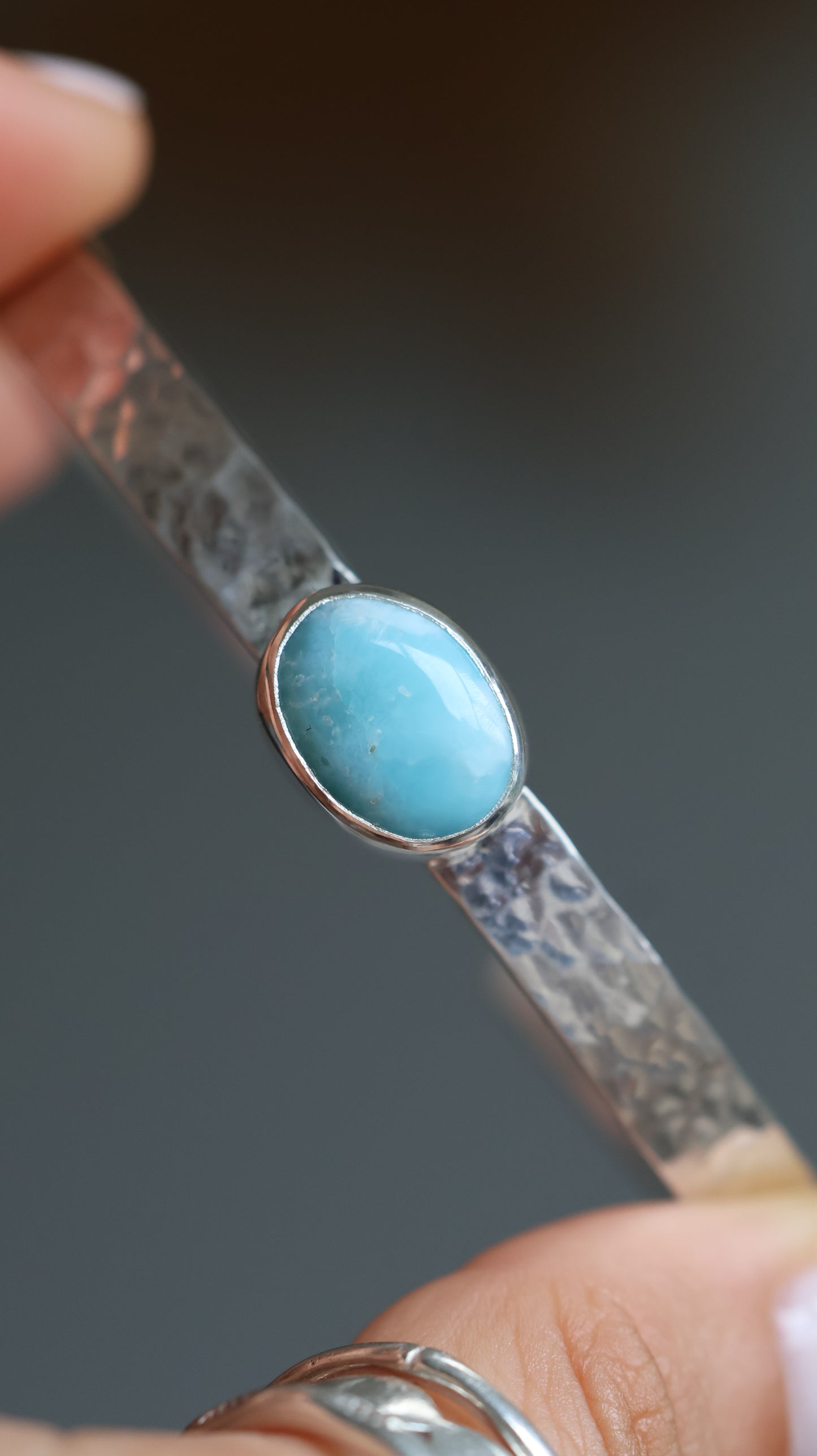 Hammered Larimar Cuff