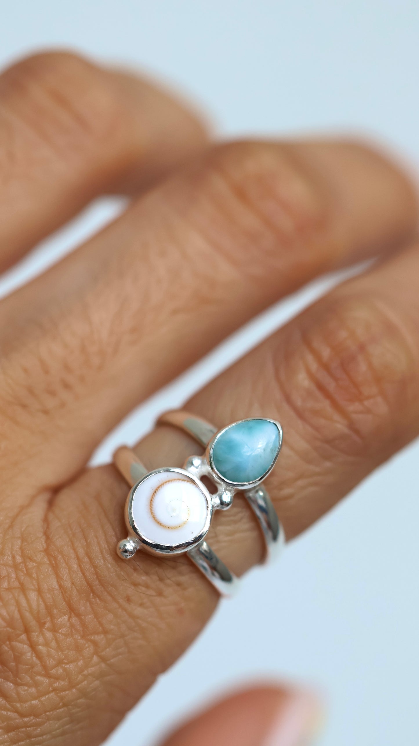 Lani Duo Ring - Operculum & Larimar