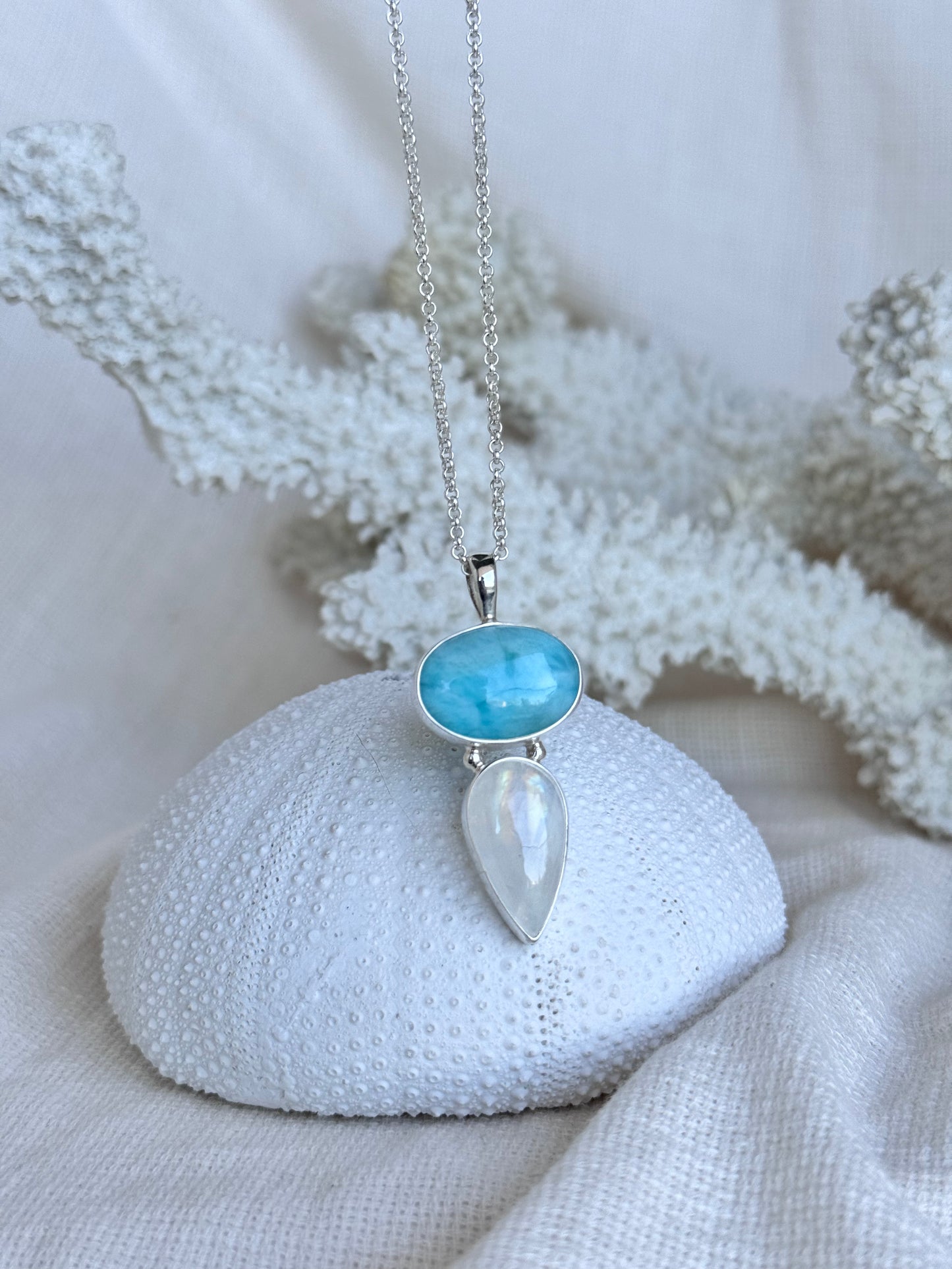 Larimar and Moonstone Pendant