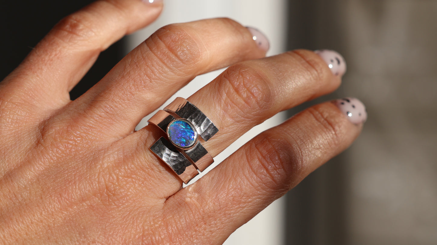 Crystal Opal Statement Ring