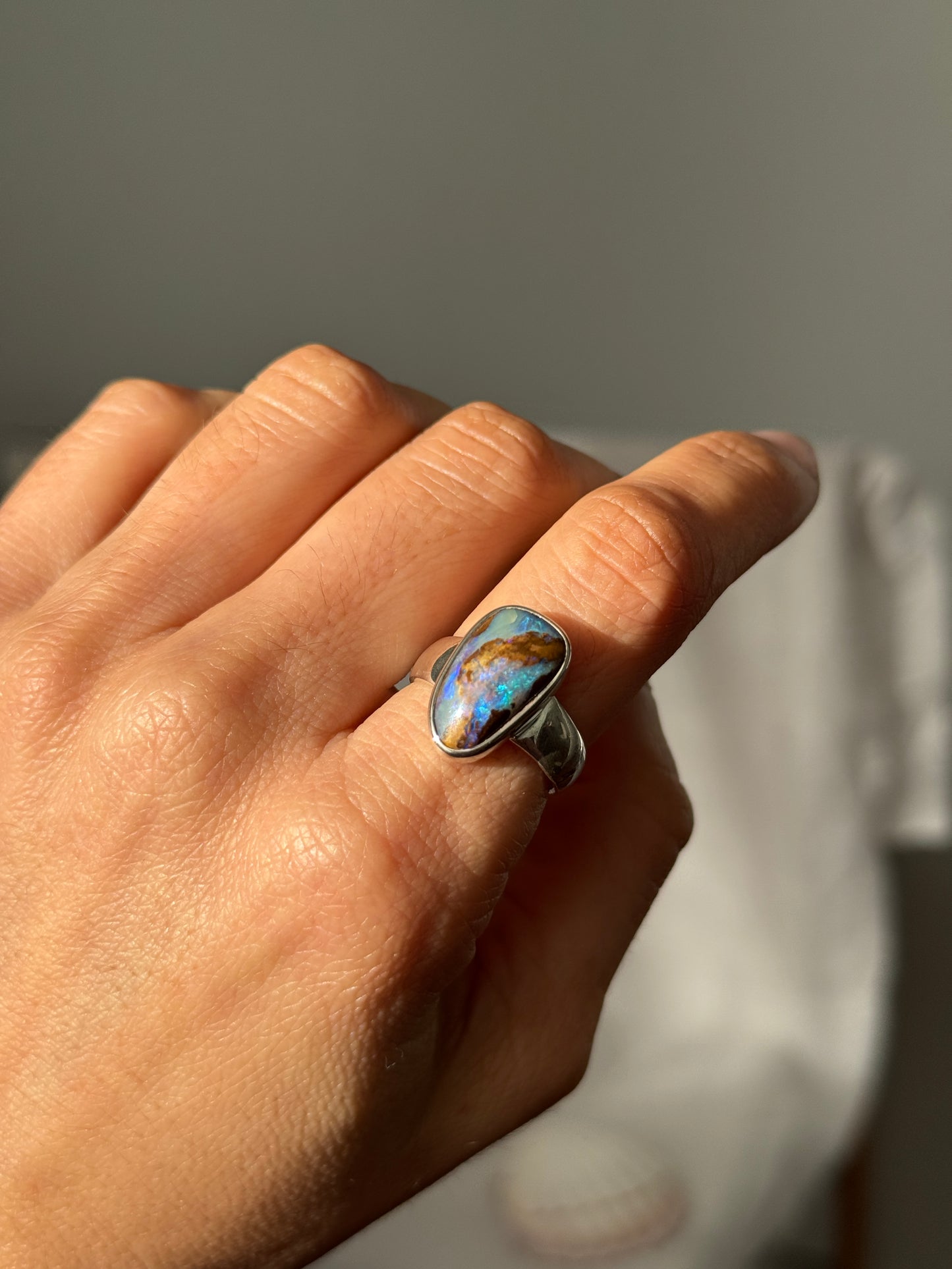 Bruma Adjustable Boulder Opal Ring – Size L (H–M range)