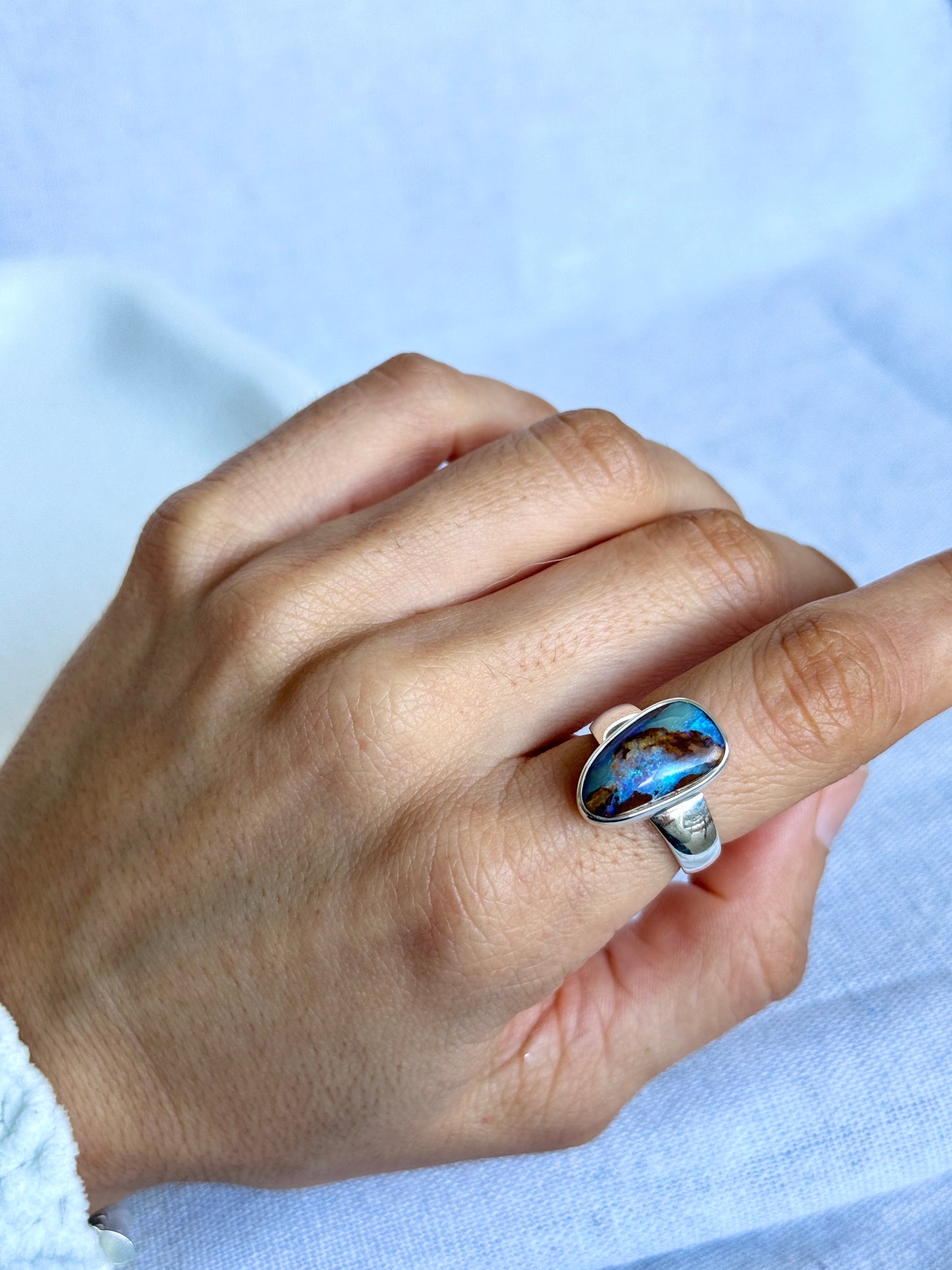 Bruma Adjustable Boulder Opal Ring – Size L (H–M range)