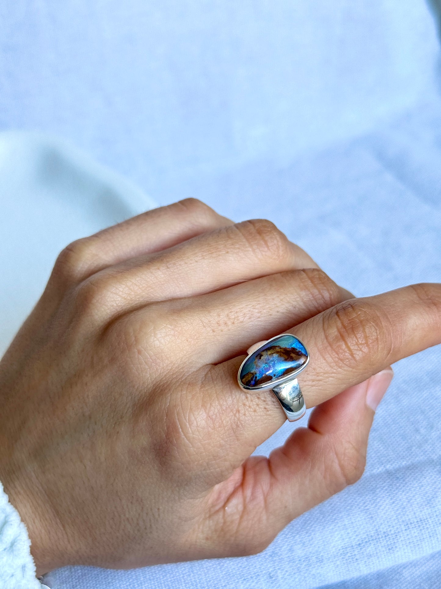 Bruma Adjustable Boulder Opal Ring – Size L (H–M range)