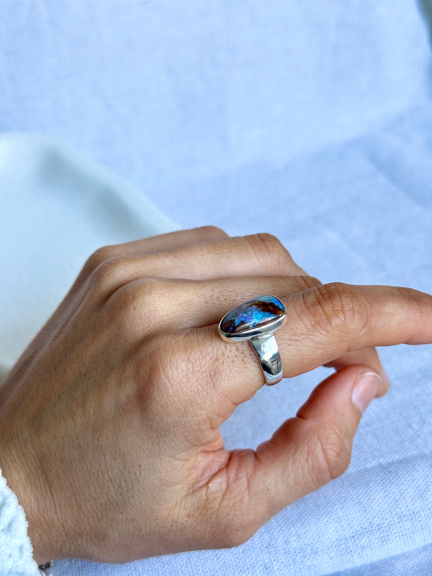 Bruma Adjustable Boulder Opal Ring – Size L (H–M range)