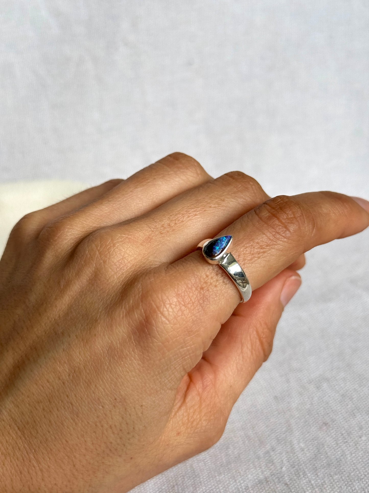 Luzia - Adjustable Boulder Opal Ring – Size O to P
