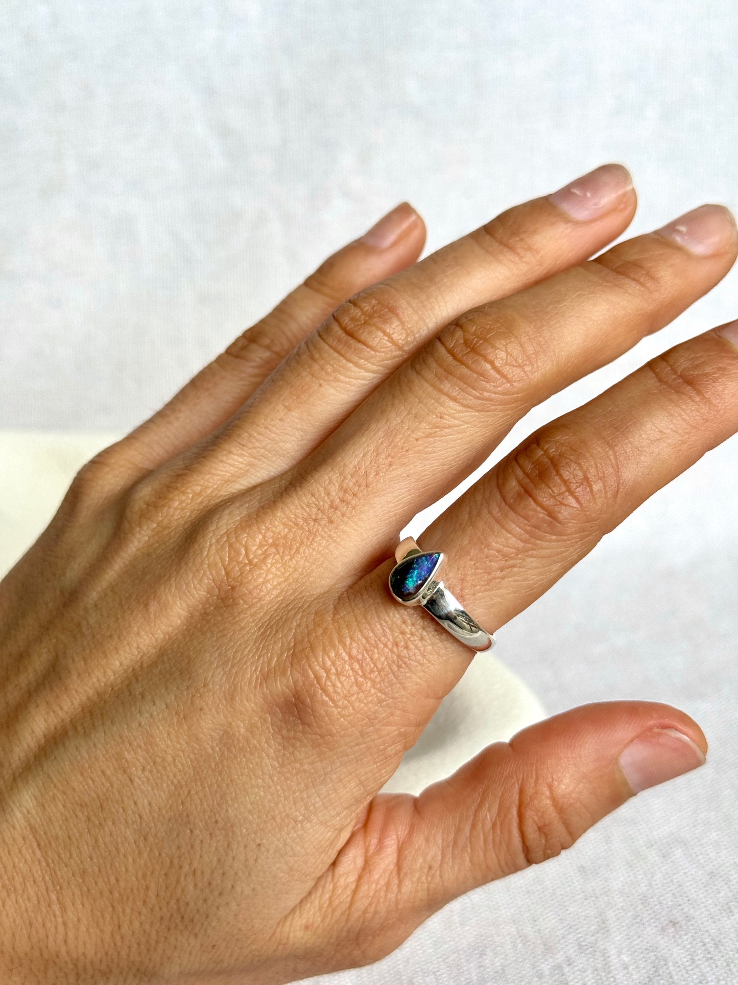 Luzia - Adjustable Boulder Opal Ring – Size O to P