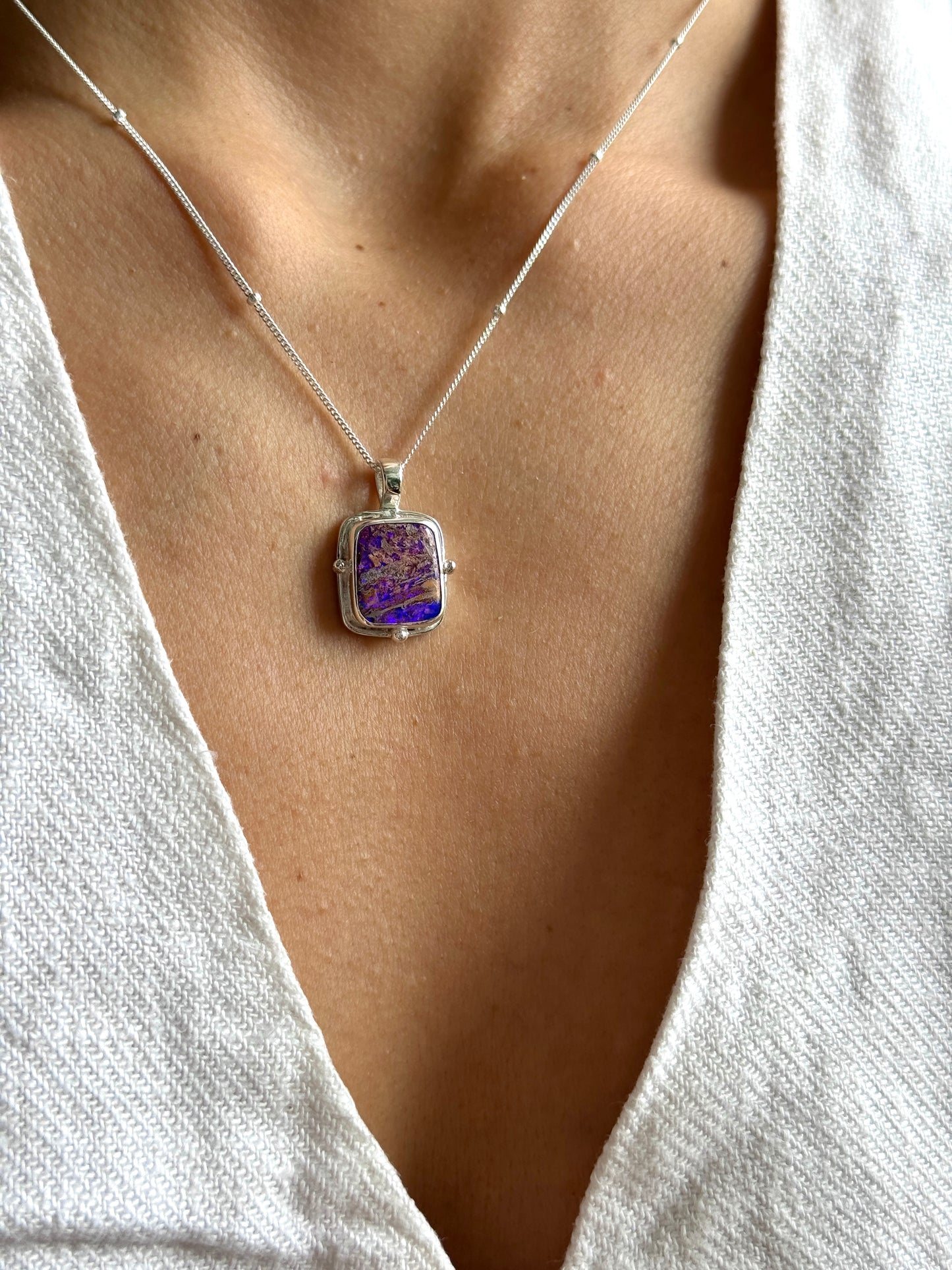 Mauve - Boulder Opal Necklace