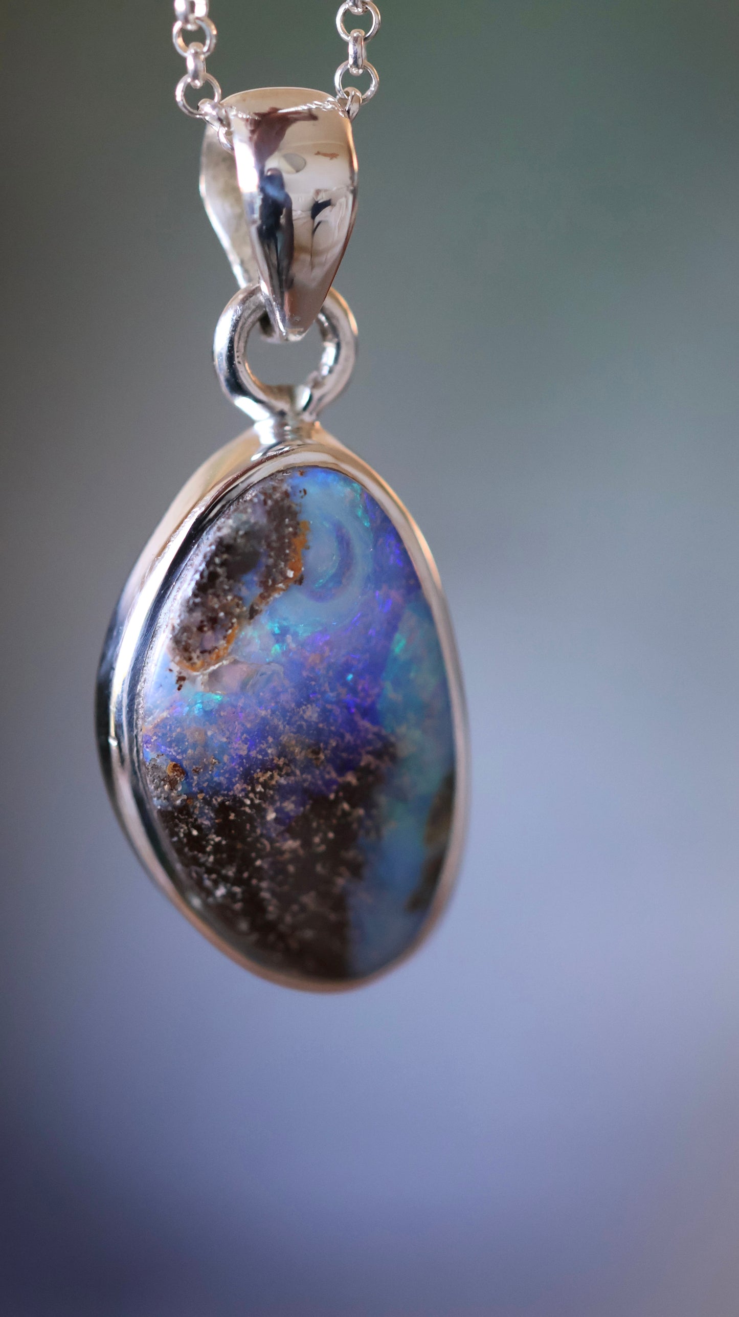 Solid Boulder Opal Pendant