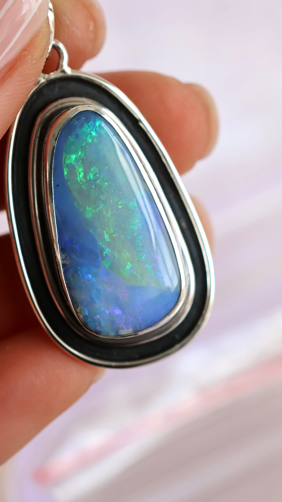 Solid Boulder Opal Statement Pendant