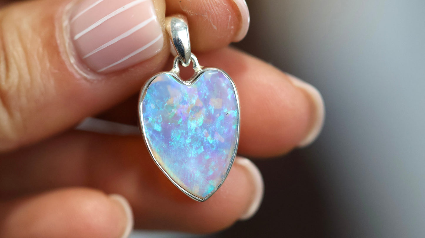 Crystal Opal Heart Pendant