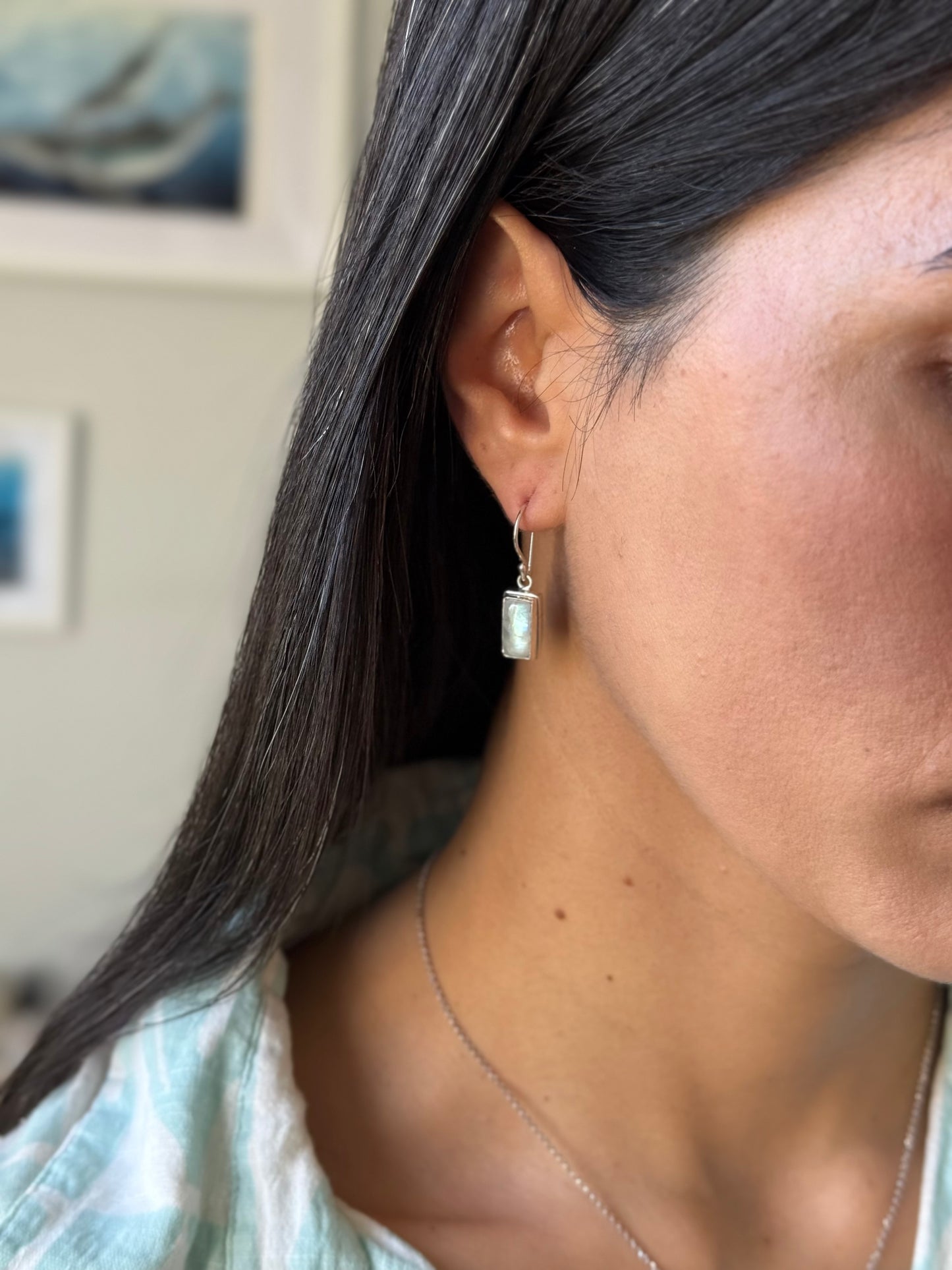 Square Babylon Earrings - Moonstone