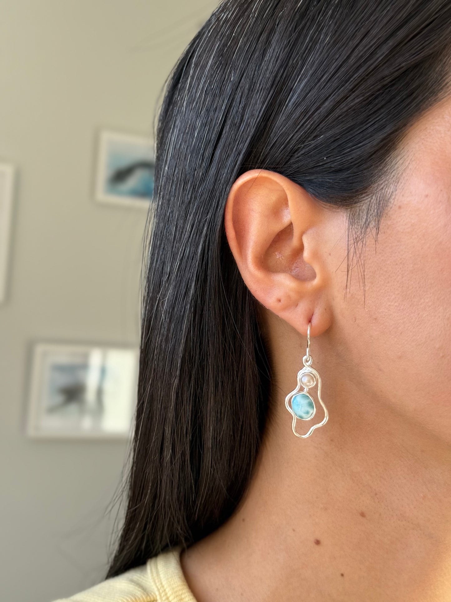 Flow Pearl & Larimar - Earrings