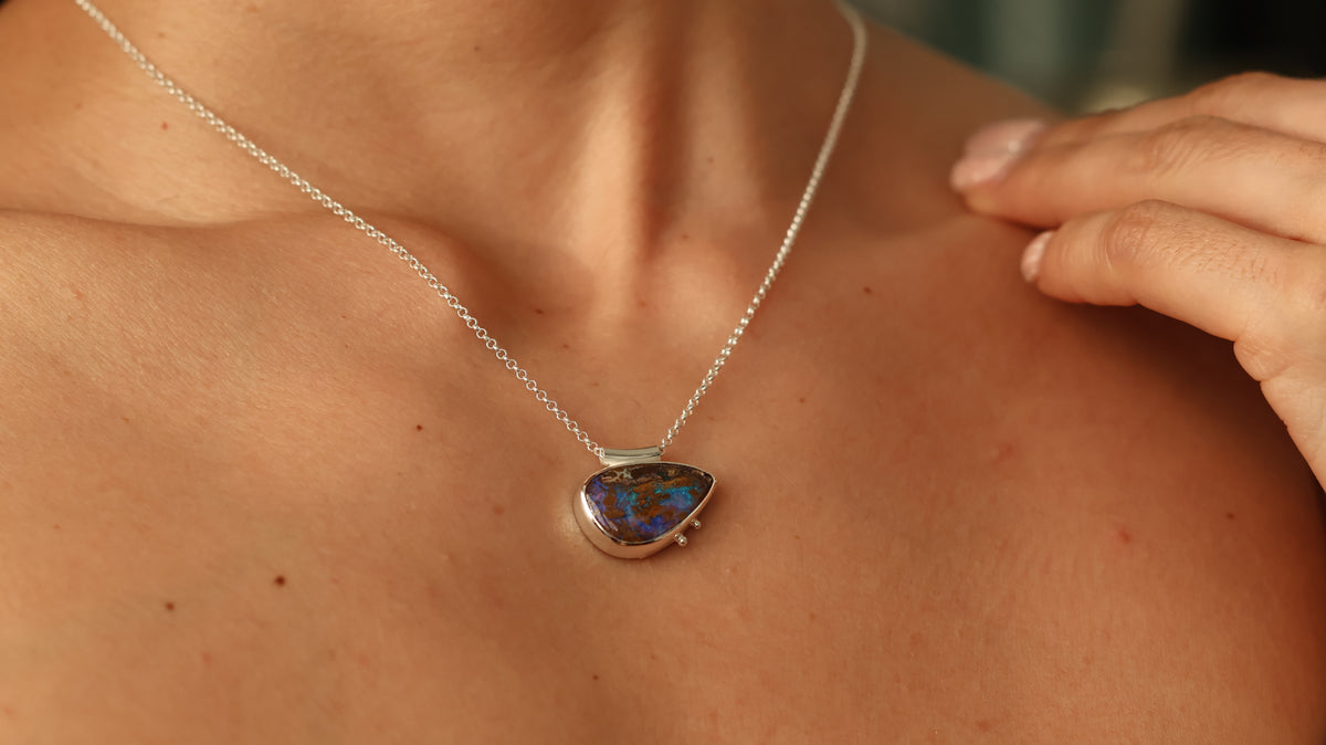 Wood Replacement Boulder Opal Necklace