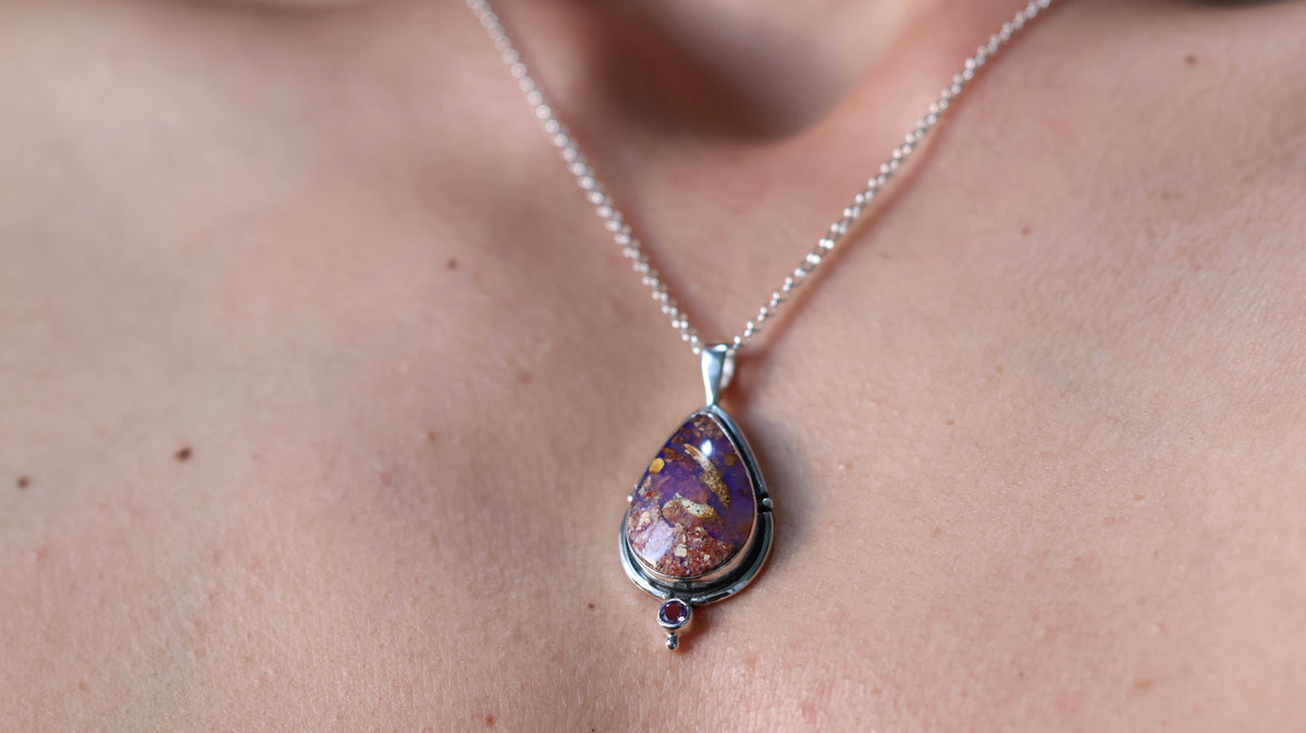 Boulder Opal & Amethyst Pendant