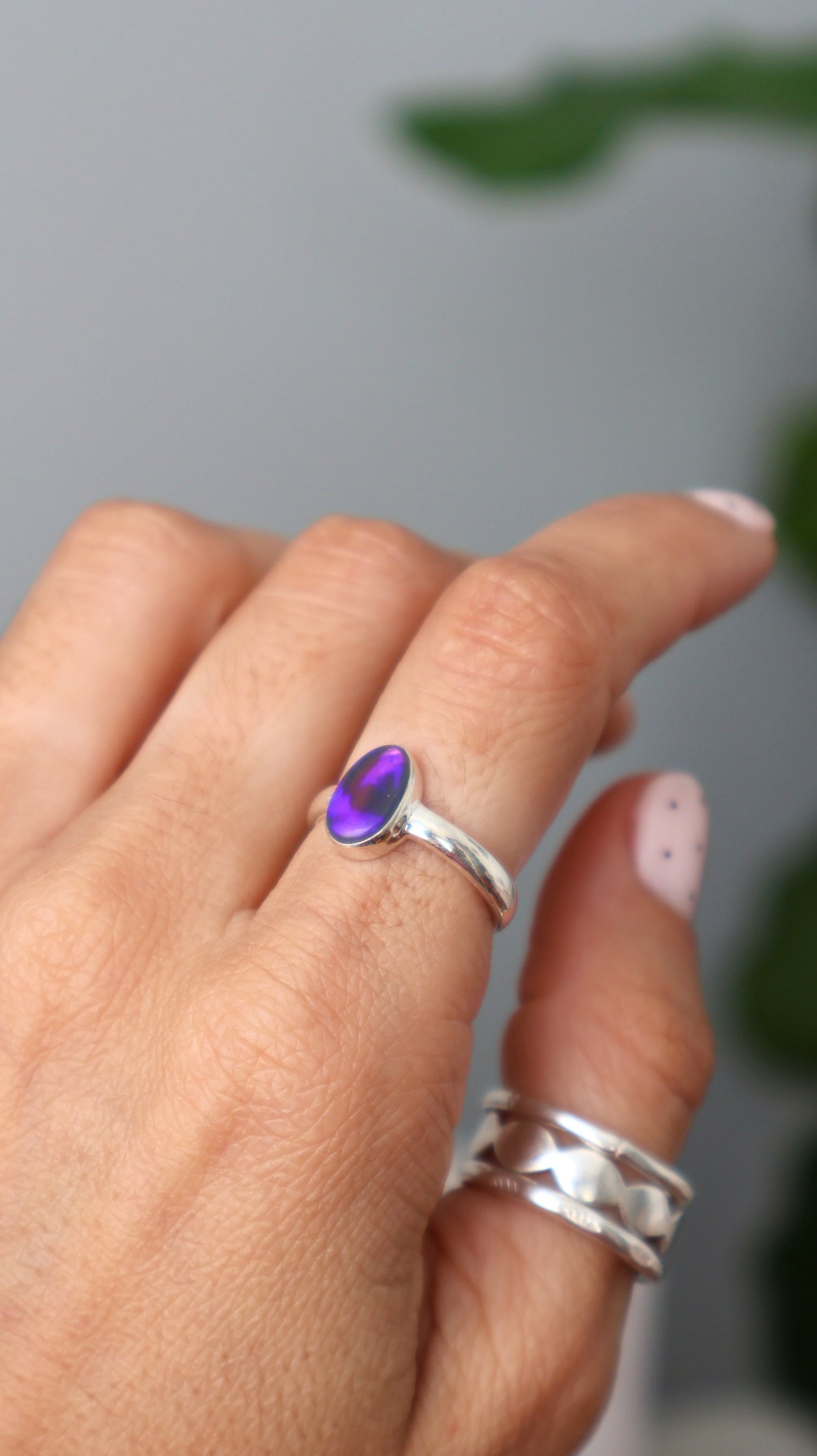 Violet Night Opal Ring