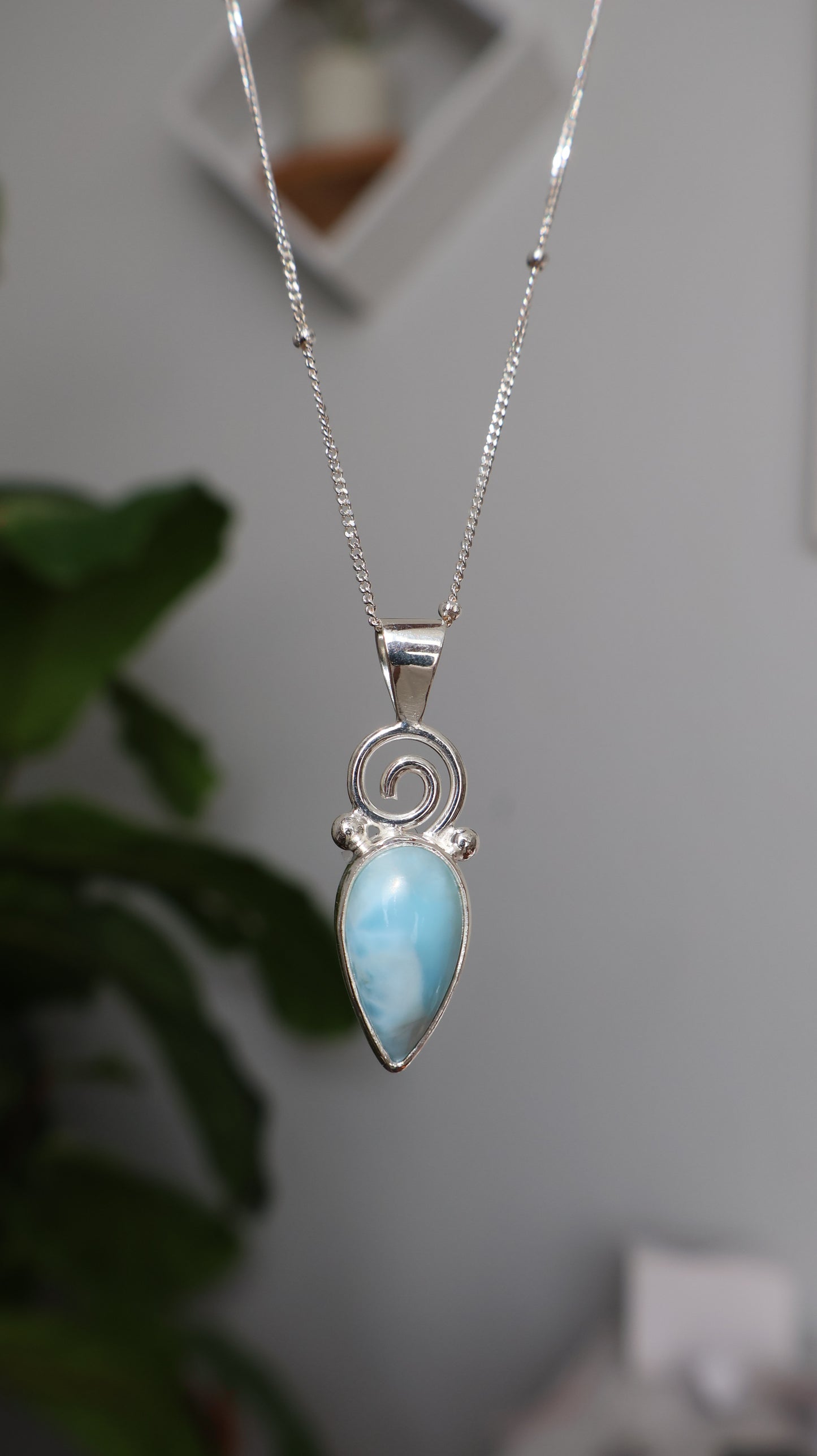 Larimar Spiral Crest Pendant