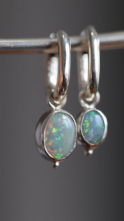 Lightning Ridge Opal Hoops