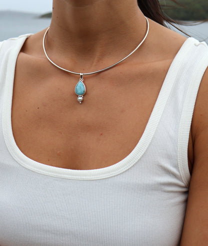 Larimar & Pearl Pendant (small)