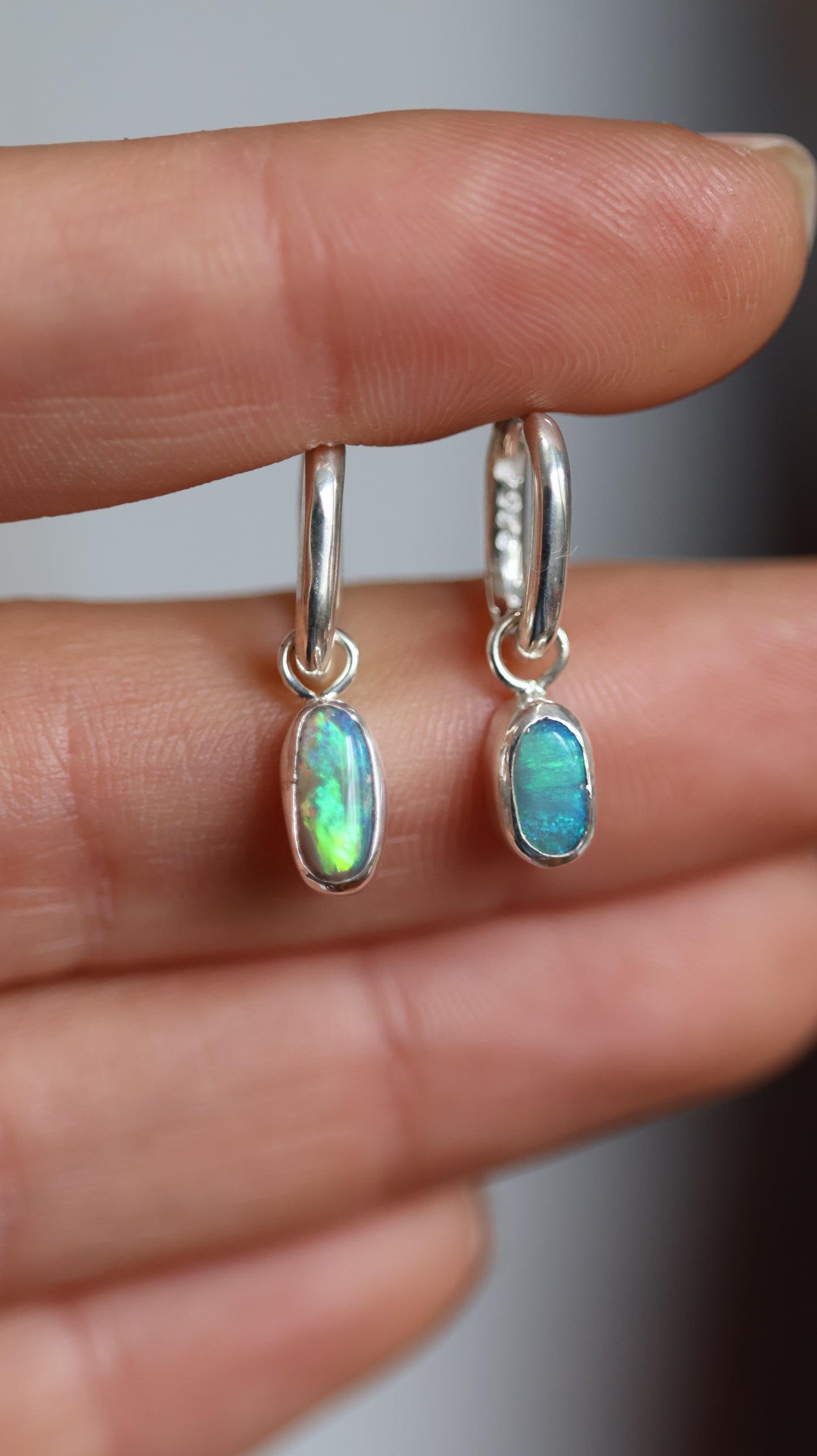 Lightning Ridge Opal Hoops