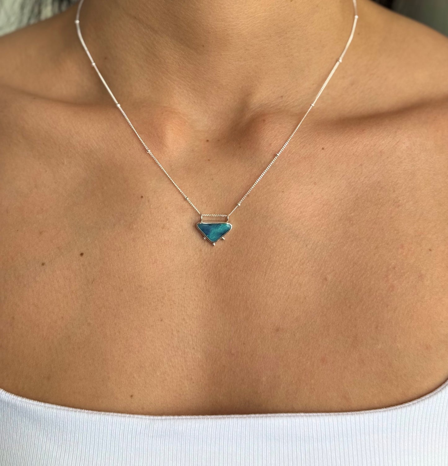 Cobalt- Solid Boulder opal Necklace