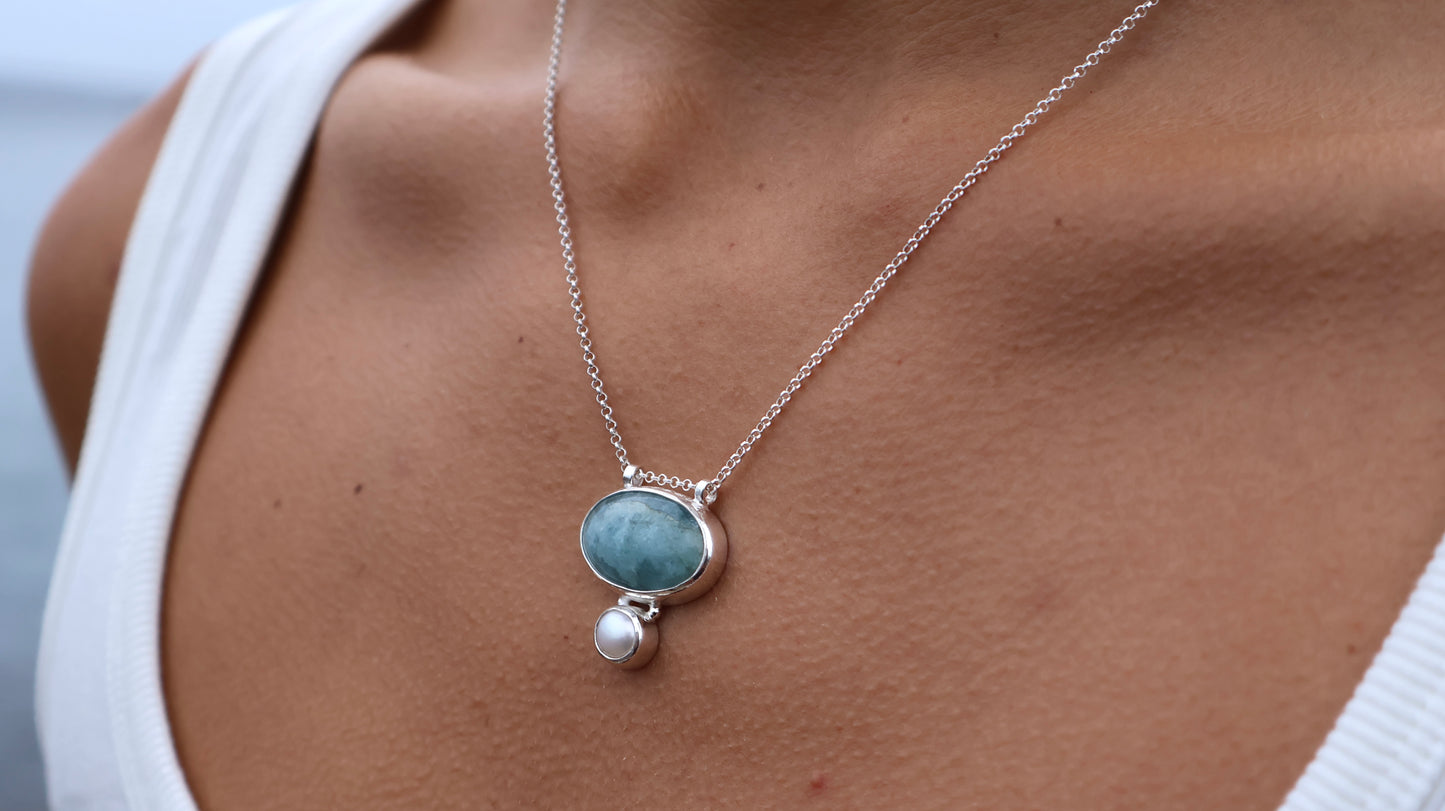 Aquamarine & Pearl Necklace