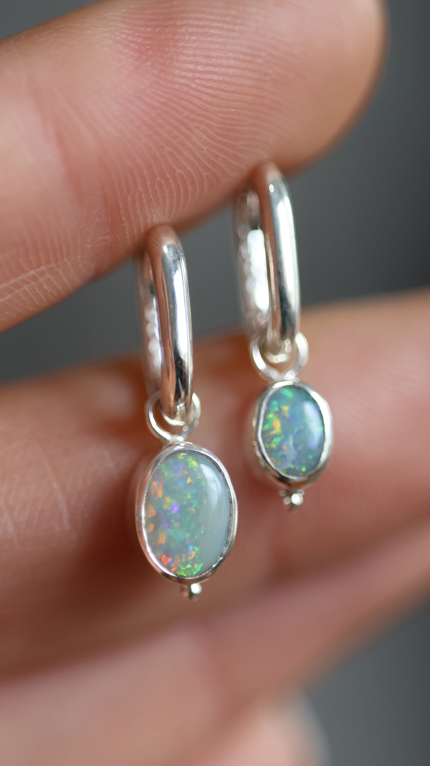Lightning Ridge Opal Hoops
